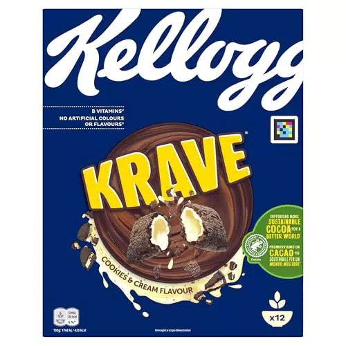 Kellogg's Krave Cereali Cookies & Cream per Colazione - Confezione Singola