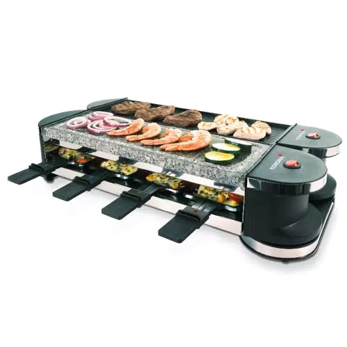 Korona Raclette Girevole 45071 per 8 Persone con Piastra Naturale e Accessori