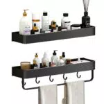 LMLJINTL Mensola Doccia Senza Foratura in Alluminio con Ganci Portaoggetti