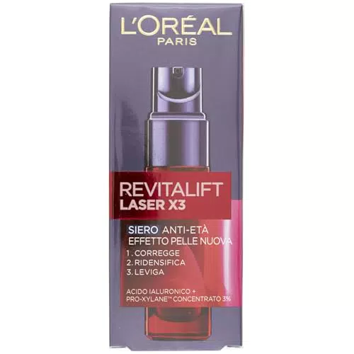L'Oréal Paris Siero Viso Revitalift Laser X3 Antirughe con Acido Ialuronico