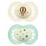 MAM Original Night Ciuccio Luminoso in Set da 2, in Silicone SkinSoft con Custodia Porta Succhietto