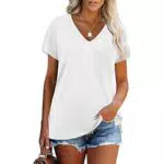 MeeQee Donna Magliette Manica Corta con Scollo a V Estive Magliette Basic con Tasca Casual Sciolto Comodo Maglietta Maniche Corte Tops per Donne