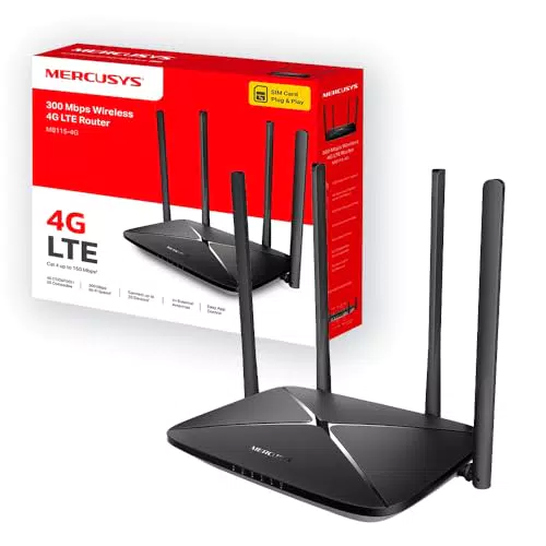 Mercusys MB115-4G Router WiFi 4G LTE, 300 Mbps, 4 Antenne, Porta LAN/WAN