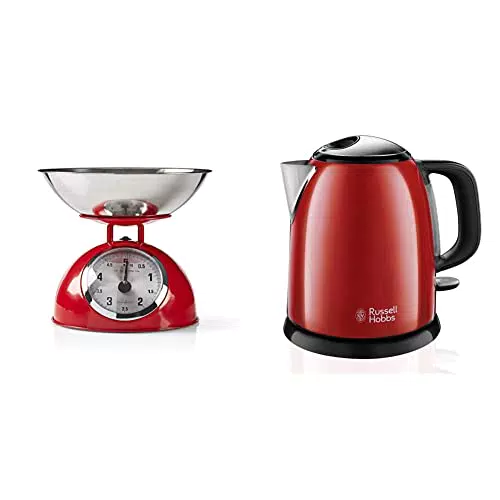 Nedis Bilancia da Cucina Analogica in Acciaio Inossidabile e Russell Hobbs Bollitore Elettrico 1L