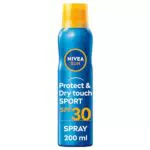 NIVEA SUN Crema Solare Spray Protect & Dry Touch Sport FP30 Resistente all'Acqua