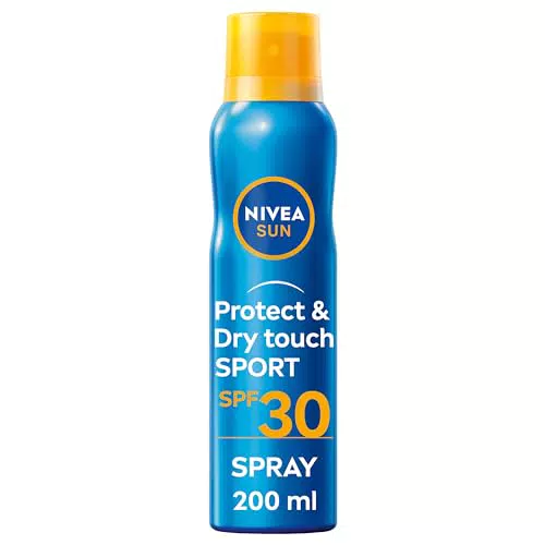 NIVEA SUN Crema Solare Spray Protect & Dry Touch Sport FP30 Resistente all'Acqua