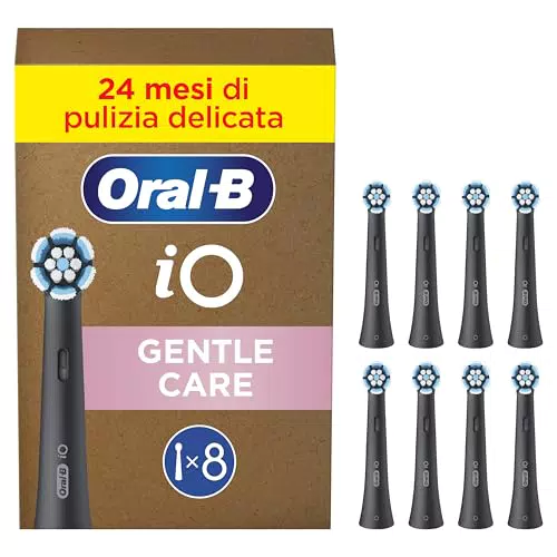 Oral-B Testine di Ricambio iO Gentle Care Nere, Testine Rotonde Originali per Gengive Sensibili