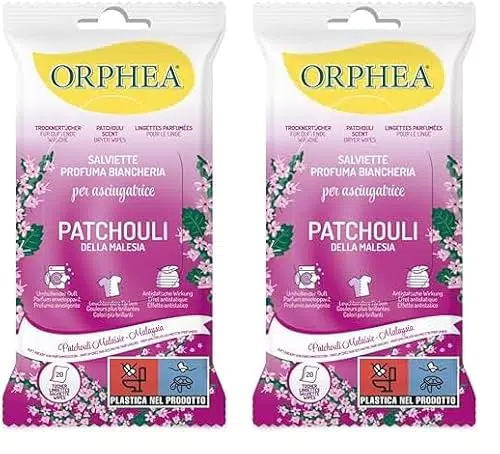 Orphea Salviette Profumate per Biancheria – Fragranza Patchouli Fresca e Antistatica