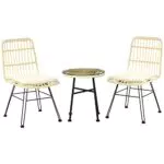 Outsunny Set Bistrò da Giardino in Rattan PE e Acciaio con Tavolino e Sedie