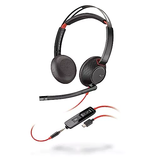 Poly Blackwire 5220 - Cuffia Cablata USB-A, USB-C e AUX con Riduzione del Rumore