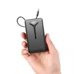 Power Bank 10000mAh Ricarica Rapida 22.5W con Cavo USB-C Integrato e 3 Uscite