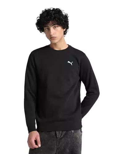 PUMA Ess Crew FL, Felpe dell'equipaggio Uomo, PUMA Black