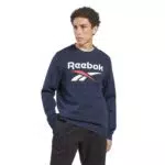 Reebok Maglia di Tuta Crew con Logo Grande Impilato