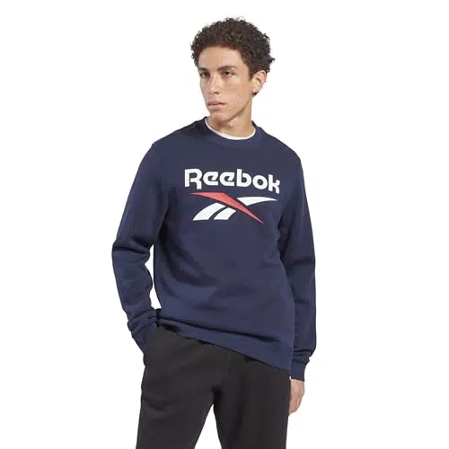 Reebok Maglia di Tuta Crew con Logo Grande Impilato