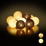 Relaxdays Catena di Luci a LED con Sfere Luminose in Cotone, Atmosfera Elegante