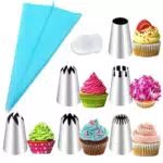Set di 8 Beccucci per sac a Poche, Set Di Sacchetti Per Piping con 6 Beccucci in Acciaio Inox