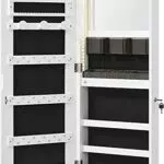 SONGMICS Armadietto portagioie da parete con luci LED e specchio incorporato