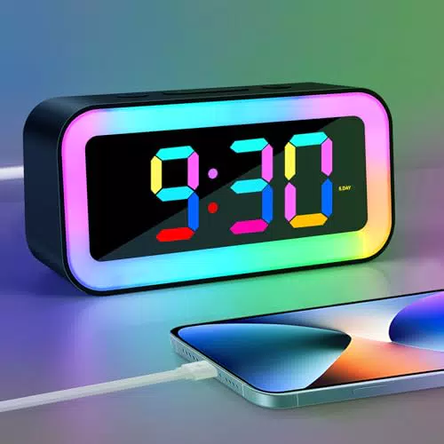Sveglia Digitale da Comodino con 2 Allarmi, Snooze e Luce Notturna