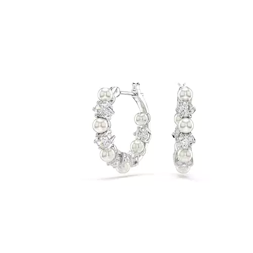 Swarovski Orecchini pendenti Matrix, Crystal Pearl, Placcato rodio