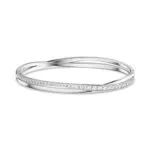 Swarovski Twist Bracciale Rigido, Placcato in Tonalità Rodio Lucido con Delicati Zirconi Swarovski