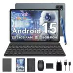 TABWEE Tablet Android 15 con Tastiera, 24GB RAM, 256GB ROM, Octa-Core, 10