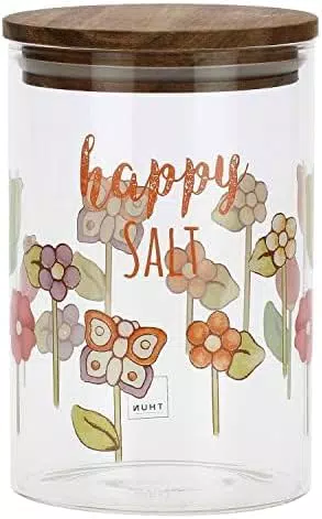 THUN Barattolo in Vetro Decorato con Motivi Floreali - Linea Happy Country