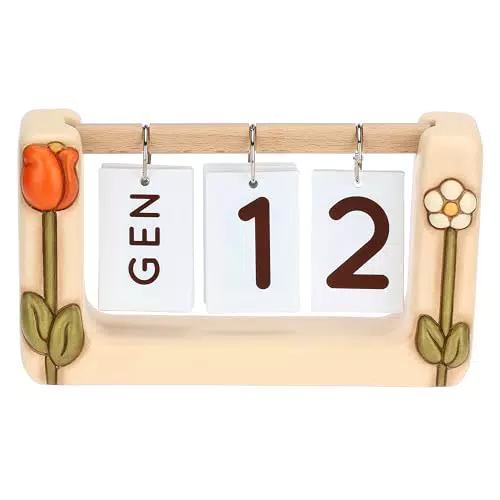 THUN Calendario da Tavolo in Ceramica Decorata a Mano - Linea Happy Country