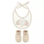 THUN Set Bavetta e Scarpine Neutro in Cotone - Idea Regalo per Bambini e Neonati