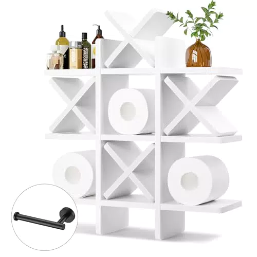 Tic Tac Toe - Porta carta igienica impermeabile per bagno, montaggio a parete