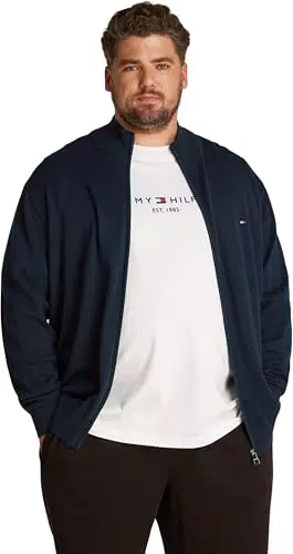 Tommy Hilfiger Pullover Uomo con Cerniera Essential Cotton Zip Thru Collo a Lupetto