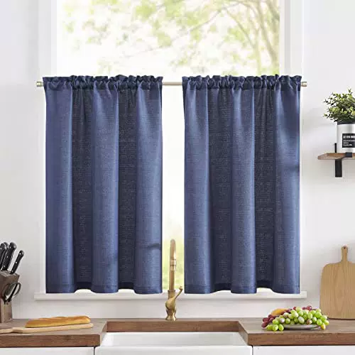 Topick Tendine per Finestra Effetto Lino in Tessuto Jacquard per Cucina e Soggiorno