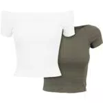 Urban Classics T-shirt Off Shoulder Rib per Donna