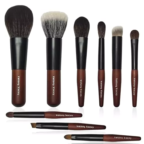 Velony Mini Set di Pennelli per Trucco da Viaggio in Capelli Sintetici e Naturali