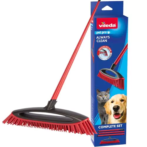 Vileda Pet Pro Always Clean - Scopa in gomma perfetta per rimuovere i peli di animali domestici