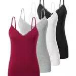Vislivin - Canotta da Donna con Bordo in Pizzo, Morbida e Elegante