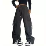 Xinor Pantaloni Cargo Donna Baggy Larghi Vita Alta Parachute Pants con Tasche