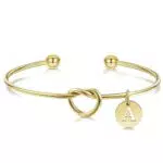 YeGieonr Bracciale Donna Placcato Oro 18K con Iniziali e Ciondoli Nodo d'Amore