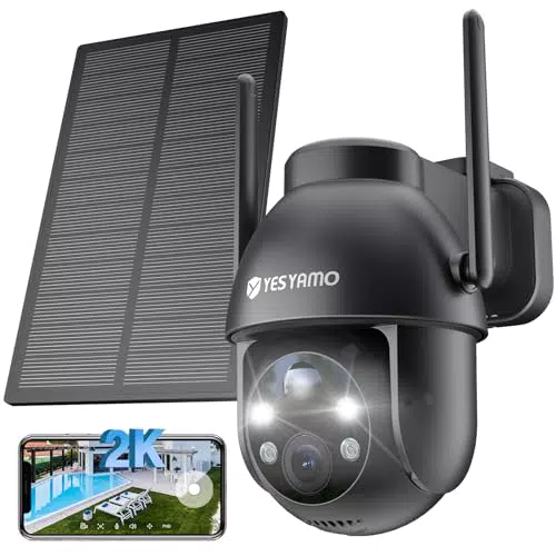 YESYAMO 2K Telecamera Wi-Fi Esterno Senza Fili con Pannello Solare