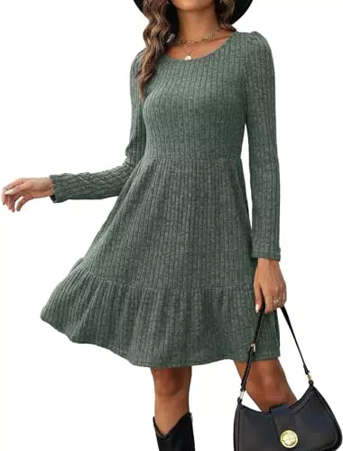 Zetieny Vestito Casual Donna Maniche Lunghe Scollo Rotondo Autunno Inverno