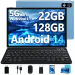 Tablet Android 14, 10 Octa Core, 22GB RAM, 128GB ROM, Tastiera e Mouse 2 in 1