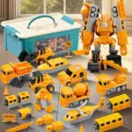Magnetico Set Montaggio Robot e Camion da Cantiere per Bambini dai 3 Anni