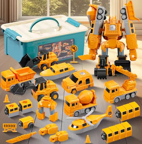 Magnetico Set Montaggio Robot e Camion da Cantiere per Bambini dai 3 Anni