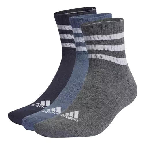 Adidas 3-Stripes Calzini Sportivi Mid-Cut Unisex con Imbottitura