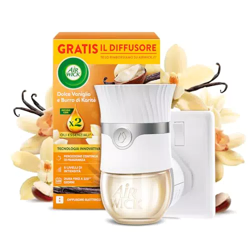 Air Wick Diffusore Elettrico di Oli Essenziali - Fragranza Dolce Vaniglia e Karitè