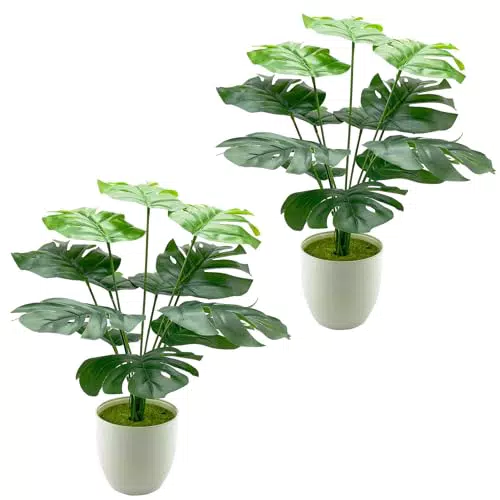 AIVORIUY Pianta Artificiale Monstera in Vaso da Interno per Decorazioni Moderne