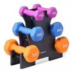 Amazon Basics - Set di manubri in neoprene con supporto