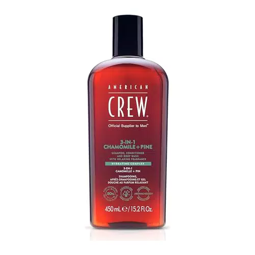 American Crew Shampoo, Balsamo e Gel Doccia 3-in-1 alla Camomilla e Pino