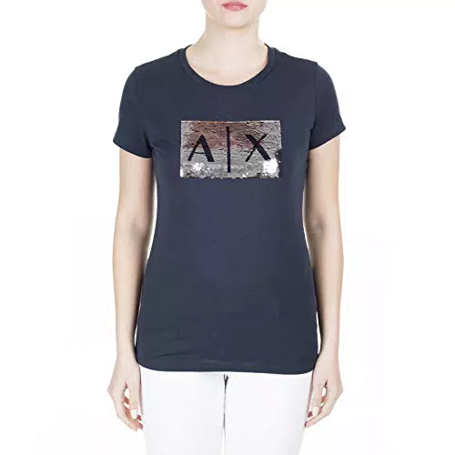 Armani Exchange T-shirt Basic con logo sequin per Donna