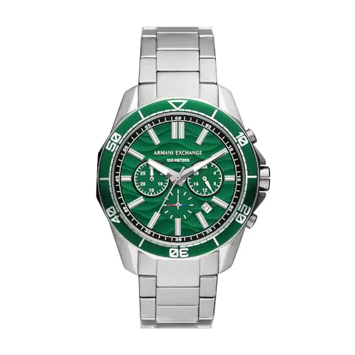 Armani Exchange Orologio da Uomo con Movimento Cronografo e Cinturino in Acciaio