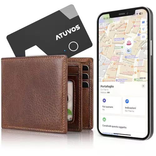 ATUVOS Wallet Tracker Ricaricabile, Smart Tag Bluetooth per Apple Dov'è